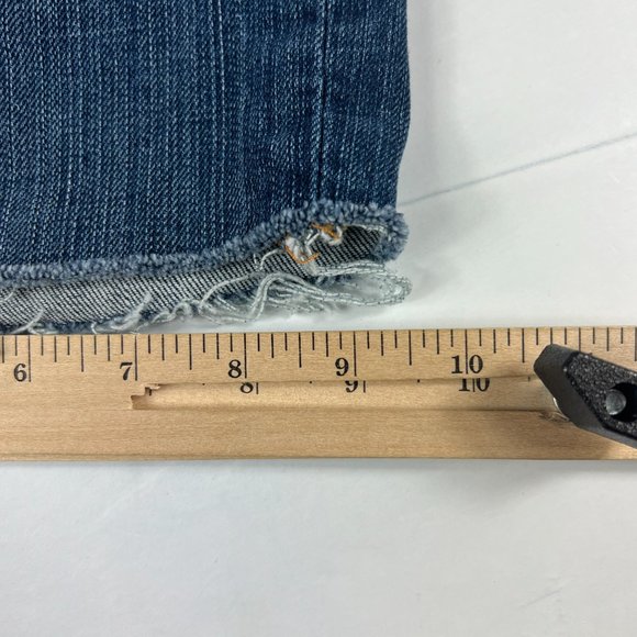 Lucky Brand Shorts Women's 27 Easy Rider Blue Fade Whisker Cut Off Denim Jorts - Picture 12 of 16